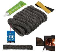 KOTARBAU Cordon d'étanchéité pour poêle - 2,5 m - Cordon en fibre de verre - Diamètre : 14 mm - Colle résistante à la chaleur - Kit de réparation - Joint de cheminée - Cordon d'étanchéité de poêle