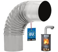 KOTARBAU® Coude de cheminée 90° Coude Ø 100 mm Tuyau de poêle Tuyau de fumée en tôle Coude de gaz de combustion pour cheminée Coude de poêle Tube argenté Coude
