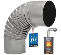 KOTARBAU® Coude de cheminée 90° Coude Ø 110 mm Tuyau de poêle Tuyau de fumée en tôle Coude de gaz de combustion pour cheminée Coude de poêle Tube argenté Coude