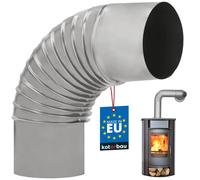 KOTARBAU® Coude de cheminée 90° Coude Ø 120 mm Tuyau de poêle Tuyau de fumée en tôle Coude de gaz de combustion pour cheminée Coude de poêle Tube argenté Coude