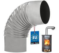 KOTARBAU® Coude de cheminée 90° Coude Ø 140 mm Tuyau de poêle Tuyau de fumée en tôle Coude de gaz de combustion pour cheminée Coude de poêle Tube argenté Coude