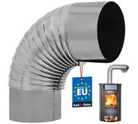 KOTARBAU® Coude de cheminée 90° Coude Ø 150 mm Tube de poêle Tube de fumée en tôle Coude de gaz d'échappement pour cheminée Coude de poêle Tube argenté Coude