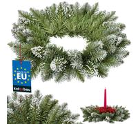 KOTARBAU® Couronne de l'Avent ⌀ 40 cm Couronne de Noël Porte d'entrée Vert Couronne de sapin avec neige Plastique Couronne de porte Noël Extérieur Arrangement de l'Avent Christmas Decorations