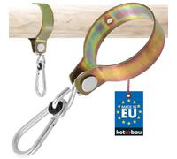 KOTARBAU® Crochet de Balançoire Ø 100 mm Rond avec Mousqueton Pivotant Collier Crochet Hamac Balançoire Exterieur Balancoire de Jardin Crochet Fixation Hamac Acier Galvanisé Doré