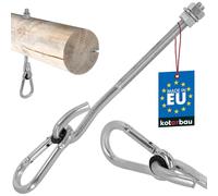 KOTARBAU® Crochet de Balançoire - Acier Galvanisé - M12 x 230 mm - Argent - avec Mousqueton - pour Bois - Accroche Balancoire - Résistant