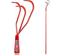 KOTARBAU® Cultivateur 120 mm avec 3 dents en acier Rouge Cultivateur avec bois de manche 120 cm Cultivateur manuel Griffe d'outil Tête d'outil Jardin Outil de jardinage