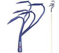 KOTARBAU® Cultivateur à Main avec Tranchants Griffe de Jardin en Acier avec Manche en Bois 175 cm Pioche de Jardin avec 5 Dents Râteau à Fleurs Accessoire de Jardinage Outil de Jardinage
