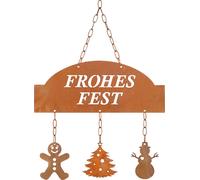 KOTARBAU® Décoration de Noël Ecorost Plaque de porte Image de fenêtre 45cm Plaque de bienvenue Bonhomme arbre de Noël Joyeuse fête à suspendre Rouille précieuse Décoration de Noël Noël Accroche-porte
