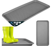 KOTARBAU® Égouttoir à chaussures 38 x 76 cm Tapis d'égouttage Chaussures Gris Tapis d'égouttage Plastique Bac à chaussures Repose-chaussures Hiver Cale-pieds Chaussure Support Chaussure Bac d'égouttag