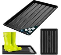 KOTARBAU® Égouttoir à chaussures 45x30cm Tapis à chaussures à rebord surélevé Bac à chaussures en plastique Égouttoir pour animaux domestiques Noir