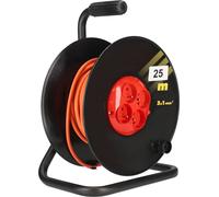 KOTARBAU® Enrouleur de câble de rallonge 25m 3x1 H05VV-F Grand enrouleur avec protection thermique Quadruple mise à la terre Support métallique Utile pour chaque maison, terrain, atelier, chantier ou 