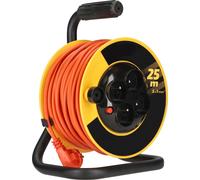 KOTARBAU® Enrouleur de câble de rallonge 25m 3x1 Petit enrouleur avec protection thermique Quadruple mise à la terre Support métallique Utile pour chaque maison, terrain, atelier, chantier ou appartem