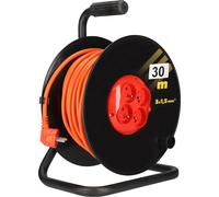 KOTARBAU® Enrouleur de câble de rallonge 30m 3x1,5 H05VV-F Grand enrouleur avec protection thermique Quadruple mise à la terre Support métallique Utile pour chaque maison, terrain, atelier, chantier o