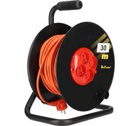 KOTARBAU® Enrouleur de câble de rallonge 30m 3x1 H05VV-F Grand enrouleur avec protection thermique Quadruple mise à la terre Support métallique Utile pour chaque maison, terrain, atelier, chantier ou 