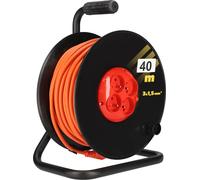 KOTARBAU® Enrouleur de câble de rallonge 40m 3x1,5 H05VV-F Grand enrouleur avec protection thermique Quadruple mise à la terre Support métallique Utile pour chaque maison, terrain, atelier, chantier o