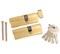 KOTARBAU® Ensemble de cylindres de profil égal avec clés de 2 pièces de masse avec bouton de fermeture, or, 50x35mm, Doré