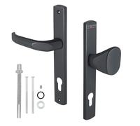 KOTARBAU Ensemble de poignée de porte, aluminium, anthracite, cylindre de profil 90 mm, poignée de porte et de portail