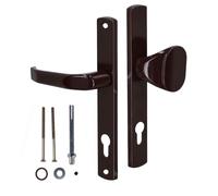 KOTARBAU® Ensemble de poignées de porte 90 mm à plaque longue marron avec cylindre de profil pour portes, portails, portiques