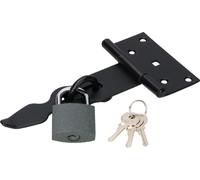 KOTARBAU® Ensemble pêne demi-tour et cadenas 190 mm noir Fermeture massive pour portes Portails