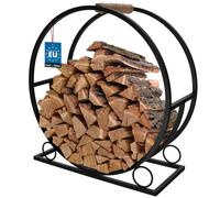 KOTARBAU® Étagère à bois pour l'intérieur & l'extérieur Acier 60 x 60 cm Noir Aide à l'empilage du bois Déco Étagère à bois de chauffage intérieure Rangement intérieur du bois de cheminée Support de b