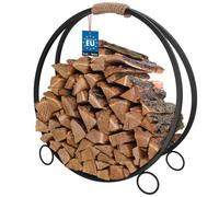 KOTARBAU® Étagère à bois pour l'intérieur & l'extérieur Acier 61 cm Noir Aide à l'empilage du bois Déco Étagère à bois de chauffage intérieure Rangement du bois de cheminée intérieur Support de bois d