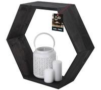 KOTARBAU® Étagère Hexagonale Bois Noir 14x47x41 cm | Étagère Hexagonale Murale en Bois pour Plantes