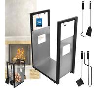 KOTARBAU® Étagère pour bois de cheminée Intérieur Moderne Couvert de cheminée Pelle Balai Pince de cheminée Tisonnierpour étagère pour bois de chauffage Support pour bois de cheminée Panier pour bois