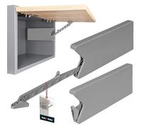 KOTARBAU® Ferrure De Relevage Polyvalent Placards PVC Gris Charnière Relevable À Fermeture Silencieuse pour Les Façades avec Dispositifs De Verrouillage | Compas Meuble | Compas De Meuble Lift II