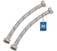 KOTARBAU® Flexible Robinet 1/2" x1/2", Tuyau Robinet 20cm, Acier Inoxydable | Lot de 2, Rallonge Robinet Cuisine Flexible, Tuyau Robinet Cuisine Flexible, Tuyau Flexible Plomberie, Argent