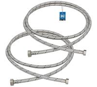 KOTARBAU® Flexible Robinet 1/2"x3/8", Tuyau Robinet 200cm, Acier Inoxydable | Lot de 2, Rallonge Robinet Cuisine Flexible, Tuyau Robinet Cuisine Flexible, Tuyau Flexible Plomberie, Argent