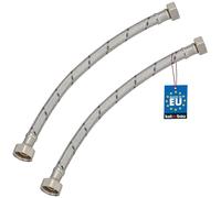 KOTARBAU® Flexible Robinet 1/2" x3/8", Tuyau Robinet 30cm, Acier Inoxydable | Lot de 2, Rallonge Robinet Cuisine Flexible, Tuyau Robinet Cuisine Flexible, Tuyau Flexible Plomberie, Argent