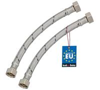 KOTARBAU® Flexible Robinet 3/8" x3/8", Tuyau Robinet 20cm, Acier Inoxydable | Lot de 2, Rallonge Robinet Cuisine Flexible, Tuyau Robinet Cuisine Flexible, Tuyau Flexible Plomberie, Argent