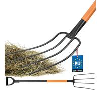 KOTARBAU® Fourche à fumier 4 dents 120cm avec manche métallique pour le jardin et l'agriculture