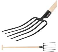 KOTARBAU® Fourche à fumier en acier à 5 dents noire pour le jardinage Fourche à fumier