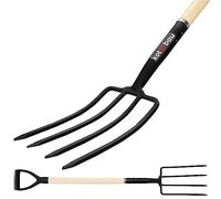 KOTARBAU® Fourche de Jardin 4 Dents Fourche à Bêcher avec Manche en Bois 150 cm Fourche à Compost à Fumier Outil de Jardinage Accessoire de Jardin