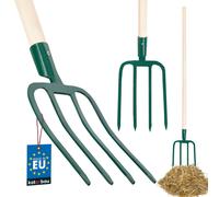 KOTARBAU® Fourche en acier avec 4 dents plates Noir pour le jardinage Fourche à fumier Fourche à fumier