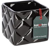 KOTARBAU Glamour - Pot de fleurs carré en céramique - 14 x 14 x 13 cm - Avec zircones - Noir - Pour plantes d'intérieur - Pot de fleurs pour plantes de jardin