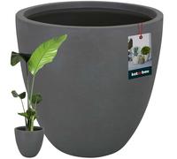 KOTARBAU® Grand cache-pot en fibre d'argile Ecolite - Gris foncé - Hauteur : 44 cm - Diamètre : 46 cm - Pot de fleurs d'extérieur - Aspect béton - Pour l'intérieur et l'extérieur - Pour le salon