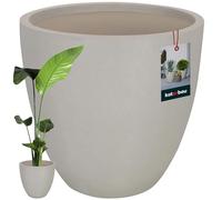 KOTARBAU® Grand cache-pot en fibre d'argile Ecolite, hauteur : 44 cm, diamètre : 46 cm, pot de fleurs pour l'extérieur, aspect béton, pour l'intérieur et l'extérieur, gris pour le salon