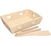 KOTARBAU Grand plateau en bois rectangulaire avec cœurs avec pince et spatule Plateau de service Plateau de décoration Plateau de cuisine