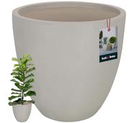 KOTARBAU® Grand pot de fleurs, en fibre d'argile Ecolite, hauteur : 31 cm, diamètre : 36 cm, pot de fleurs pour l'extérieur, aspect béton, pour l'intérieur et l'extérieur, gris, pour le salon