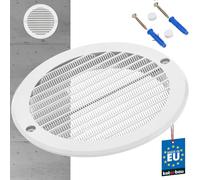 KOTARBAU® Grille d'aération ⌀ 160 mm avec protection contre les insectes, grille de ventilation ronde en plastique blanc pour canal de ventilation d'évacuation et d'admission, raccord de tuyau, grille