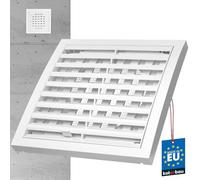KOTARBAU® Grille d'aération ronde - 150 x 150 mm - Diamètre : 100 mm - Fermeture - En plastique - Avec moustiquaire - Rectangulaire - Blanc - Grille à lamelles - Ventilation