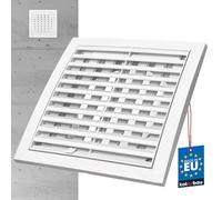 KOTARBAU® Grille d'aération ronde - 200 x 200 mm - Diamètre : 150 mm - Fermeture - En plastique - Avec moustiquaire - Rectangulaire - Blanc - Grille à lamelles - Ventilation