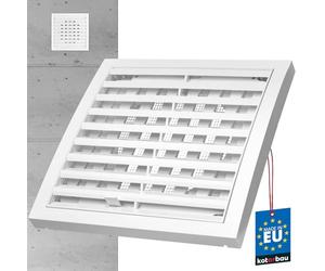 KOTARBAU® Grille de ventilation 150 x 150 mm Ronde Ø100 mm Verrouillable avec protection contre les insectes Grille d'évacuation en plastique à lattes rectangulaire Blanche Grille d'évacuation