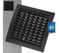 KOTARBAU® Grille de ventilation 190 x 190 mm - En plastique - Avec moustiquaire - Rectangulaire - Noir