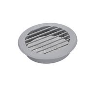 KOTARBAU® Grille de ventilation - Diamètre : 100 mm - Avec moustiquaire - Ronde - En plastique - Gris - Pour canal de ventilation, évacuation et entrée d'air - Raccord de tuyau - Grille à lamelles