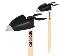 KOTARBAU® Hachoir de jardin en forme de cœur - 105 x 110 mm - 2 dents avec manche de 60 cm - Pour les mauvaises herbes - Outil de jardinage pour transplantation, désherbage, entretien du jardin