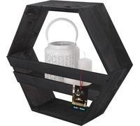 KOTARBAU® Hexagon Étagère murale noire 14x47x41 cm Hexagon Étagère en bois avec tablette Étagère à fleurs Étagère murale Hexagon Bois