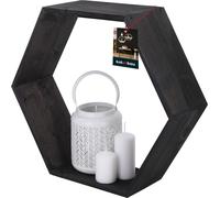 KOTARBAU® Hexagon Étagère murale noire 14x47x41 cm Hexagon Étagère en bois avec tablette Étagère à fleurs Étagère murale Hexagon Bois